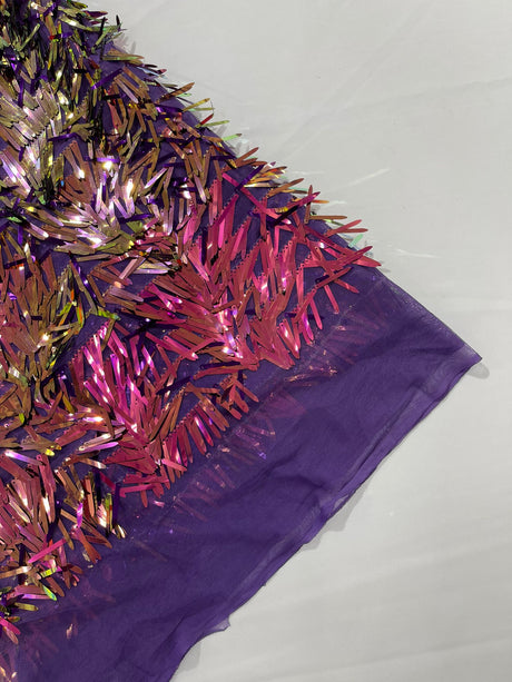 Sword Sequin Sequins Fabric - Iridescent Multi Color Sword Design, 50-54" Width (1 Yard)