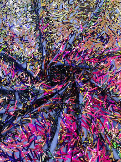 Sword Sequin Sequins Fabric - Iridescent Multi Color Sword Design, 50-54" Width (1 Yard)