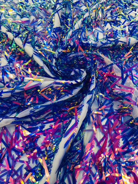 Sword Sequin Sequins Fabric - Iridescent Multi Color Sword Design, 50-54" Width (1 Yard)
