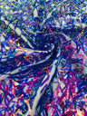 Sword Sequin Sequins Fabric - Iridescent Multi Color Sword Design, 50-54" Width (1 Yard)