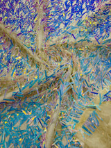 Sword Sequin Sequins Fabric - Iridescent Multi Color Sword Design, 50-54" Width (1 Yard)