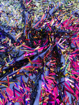 Sword Sequin Sequins Fabric - Iridescent Multi Color Sword Design, 50-54" Width (1 Yard)