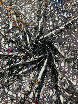 Sword Sequin Sequins Fabric - Iridescent Multi Color Sword Design, 50-54" Width (1 Yard)