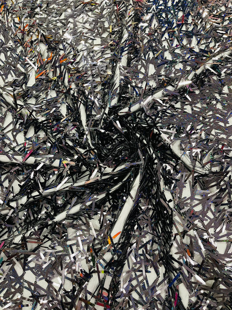 Sword Sequin Sequins Fabric - Iridescent Multi Color Sword Design, 50-54" Width (1 Yard)