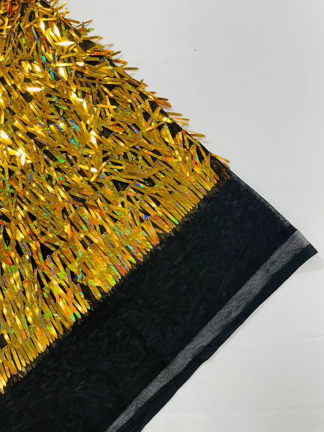 Sword Sequin Sequins Fabric - Iridescent Multi Color Sword Design, 50-54" Width (1 Yard)