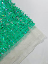Sword Sequin Sequins Fabric - Iridescent Multi Color Sword Design, 50-54" Width (1 Yard)