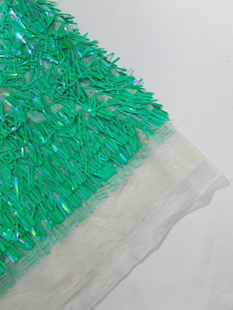 Sword Sequin Sequins Fabric - Iridescent Multi Color Sword Design, 50-54" Width (1 Yard)
