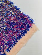 Sword Sequin Sequins Fabric - Iridescent Multi Color Sword Design, 50-54" Width (1 Yard)