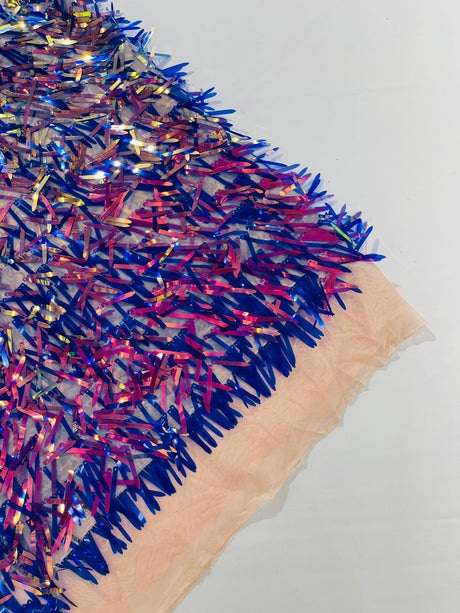 Sword Sequin Sequins Fabric - Iridescent Multi Color Sword Design, 50-54" Width (1 Yard)