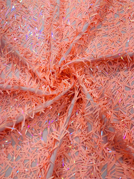 Sword Sequin Sequins Fabric - Iridescent Multi Color Sword Design, 50-54" Width (1 Yard)