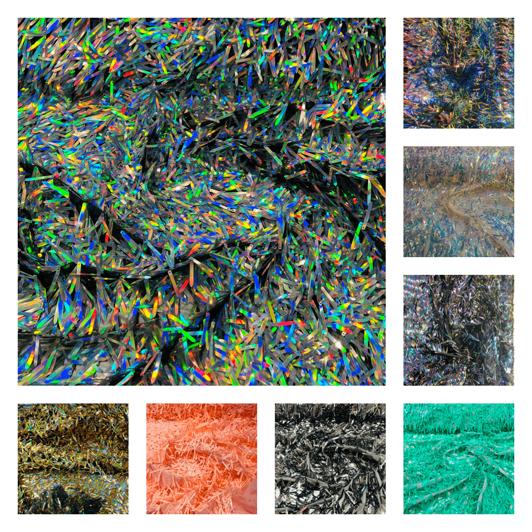 Swords Design Iridescent Sequins Polyester Fabric - Iridescent Sequin Mesh, 52" Width (1 Yard)