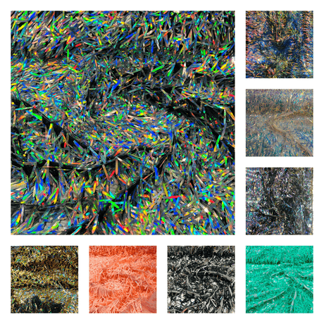 Swords Design Iridescent Sequins Polyester Fabric - Iridescent Sequin Mesh, 52" Width (1 Yard)