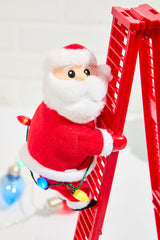 17 Inch Tabletop Climbing Santa Animated Christmas Ladder Decor with Music and Lights