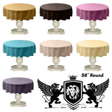 Tablecloth Dull Bridal Satin Fabric - Solid Color, 58" Round (1 Piece)