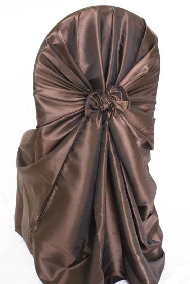 Chocolate Taffeta Universal Self Tie Chair Cover