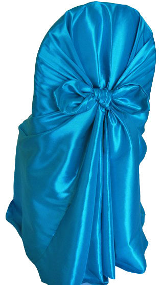 Turquoise Taffeta Universal Self Tie Chair Cover