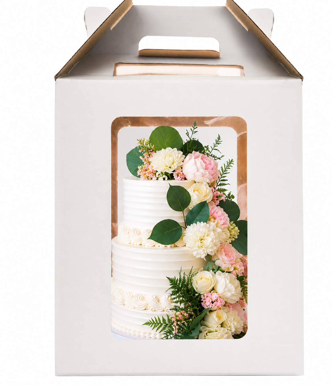 12" x 12" x 14" Tall Cake for tiered cakes, Box with Viewing Windows and handle 12x12x14"