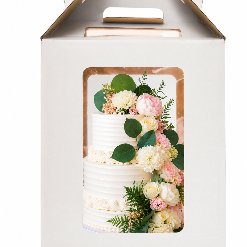 12" x 12" x 14" Tall Cake for tiered cakes, Box with Viewing Windows and handle 12x12x14"