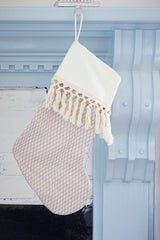 Tan Tassel Christmas Stocking Farmhouse Holiday Decor
