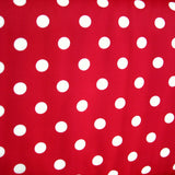 Swim Knit Nylon Lycra Tan Polka Dots on Red