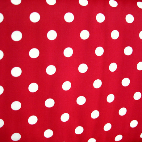 Swim Knit Nylon Lycra Tan Polka Dots on Red