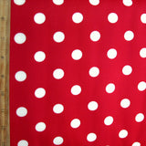 Swim Knit Nylon Lycra Tan Polka Dots on Red