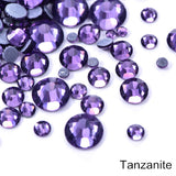 Small Bag Glue On Rhinestones Acrylic Fabric - Tanzanite Flat Back, 2MM To 6MM Sizes (1 Bag)