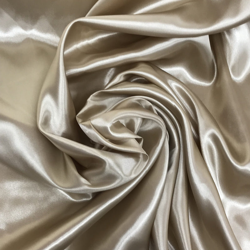 Taupe Medium Satin Polyester Fabric - Taupe, Satin, 58"-60" Wide