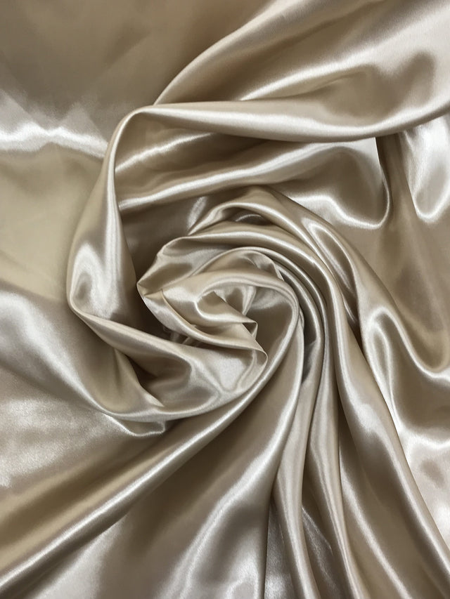 Taupe Medium Satin Polyester Fabric - Taupe, Satin, 58"-60" Wide