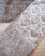 Taupe Printed Velvet with Fur Trim Table Runner (15"x72")