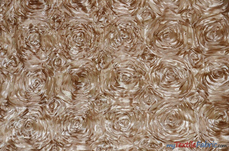 Rosette Satin Polyester Fabric - 3D Satin Floral Embroidery, 52/54" Width (Yards, Bolts, Sample Swatch)