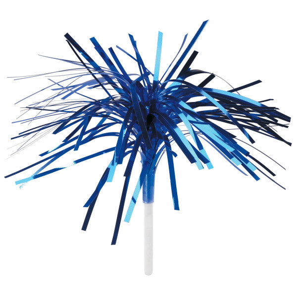 Blue Spray Mylar Celebration cake and cupcakes picks - set of 24