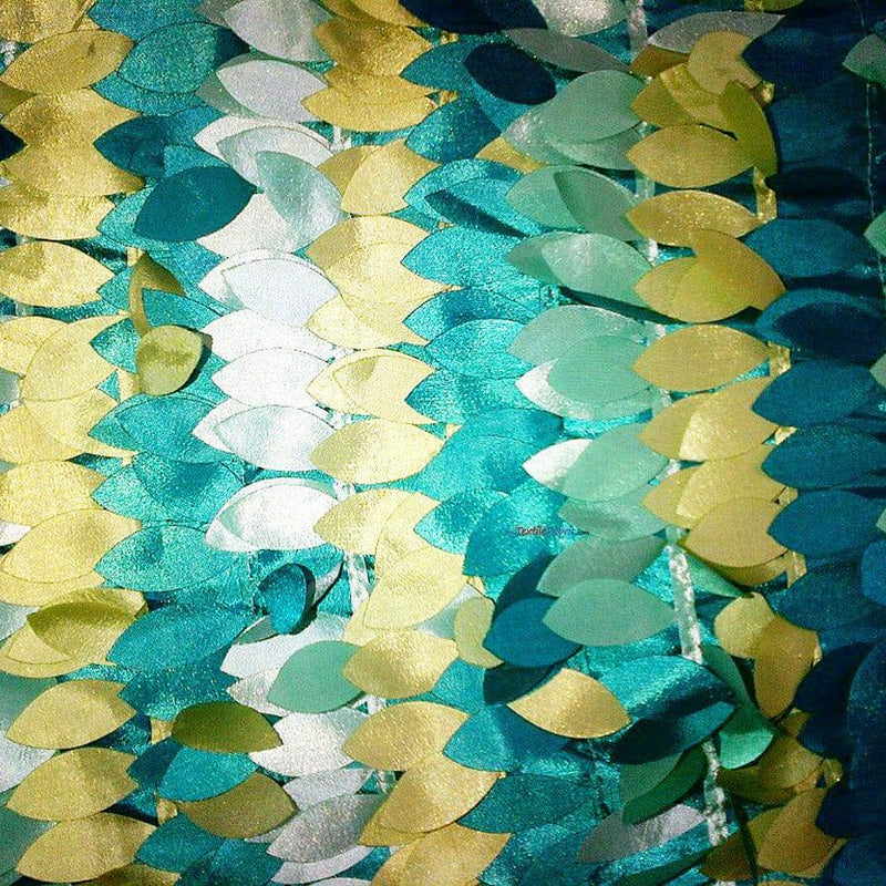Leaf Taffeta Polyester Fabric - Leaf Applique, Solid, 57" Width (1 Yard)