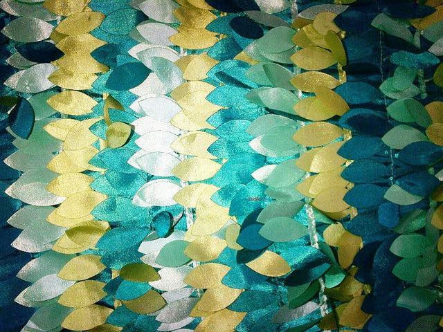 Leaf Taffeta Polyester Fabric - Leaf Applique, Solid, 57" Width (1 Yard)
