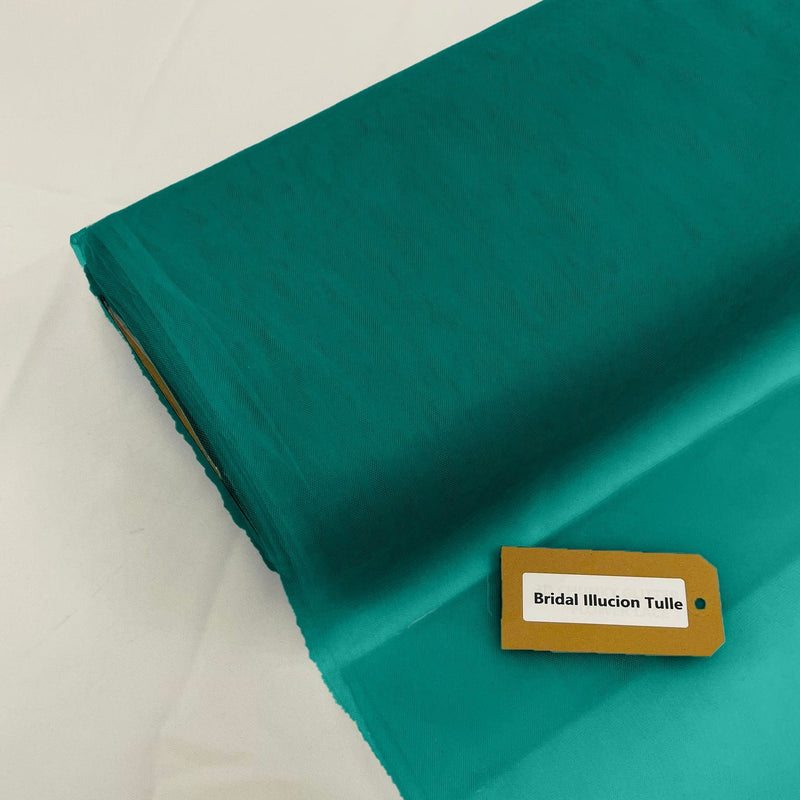 Bridal Illusion Polyester Tulle Fabric - Teal, 108" Width (1 Roll)