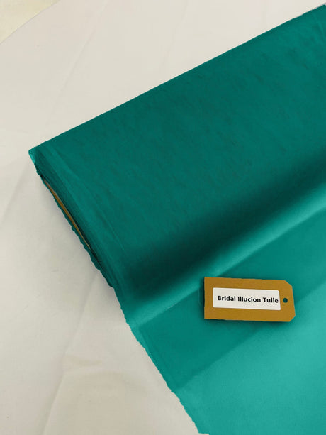 Bridal Illusion Polyester Tulle Fabric - Teal, 108" Width (1 Roll)