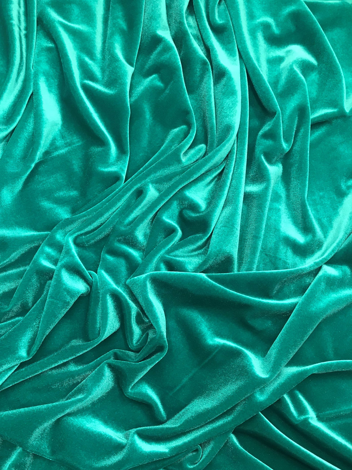 Teal Green Stretch Velvet Fabric - Teal Green, 58"-60" Width