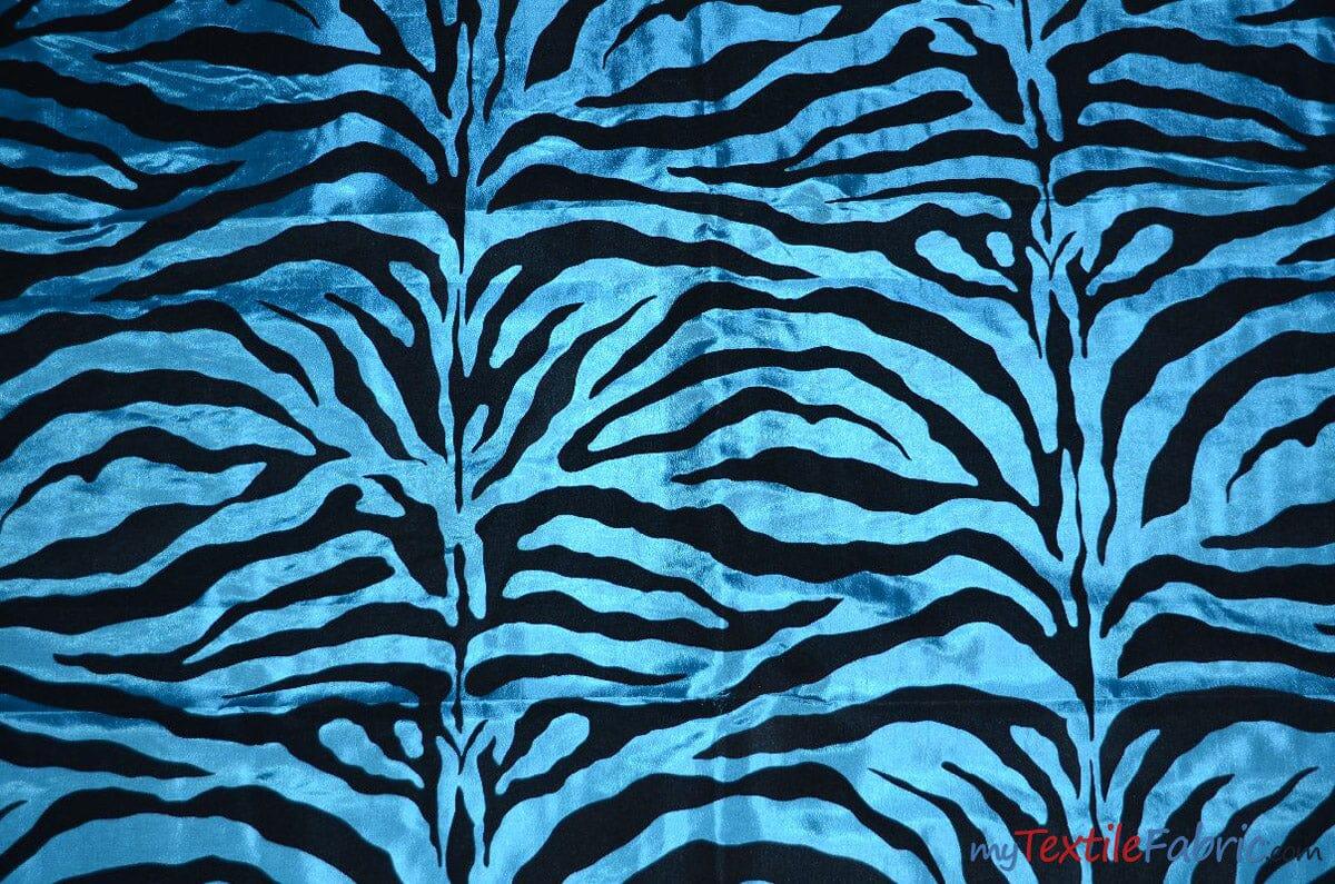 Zebra Flocking Taffeta Polyester Fabric - Zebra Flocking Pattern, 58/60" Width (1 Yard)