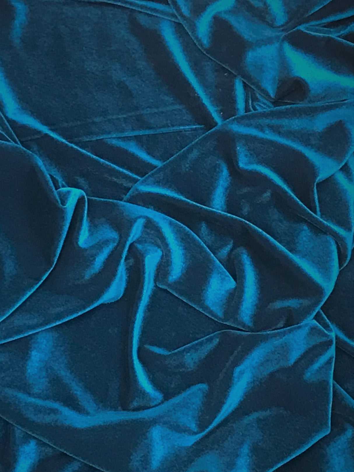 Peacock Blue Polyester Spandex Stretch Velvet Fabric - Teal, 58"-60" Width (1 Yard)