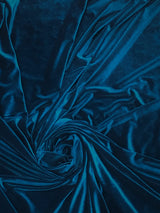 Peacock Blue Polyester Spandex Stretch Velvet Fabric - Teal, 58"-60" Width (1 Yard)