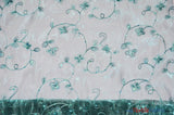 Dahlia Organza Embroidery Polyester Fabric - Embroidered Floral Sheer With Sequins Embellishment, 54" Width (1 Yard)