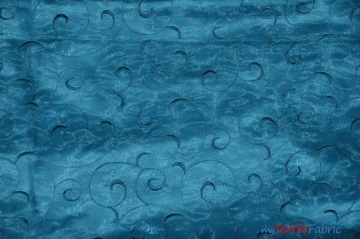 Swirl Organza Polyester Fabric - Embroidered Swirl Sheer, 52/54" Width, Multiple Colors (1 Yard)