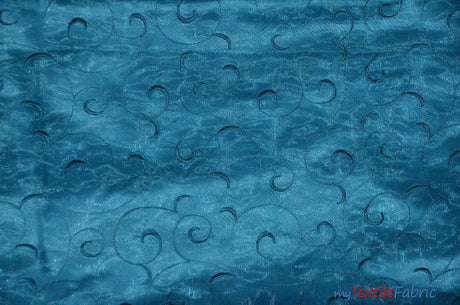 Swirl Organza Polyester Fabric - Embroidered Swirl Sheer, 52/54" Width, Multiple Colors (1 Yard)