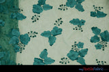 Applique Organza Polyester Fabric - Sheer Leaf Applique, Double Scallop Edge, 50/52" Wide (1 Yard)