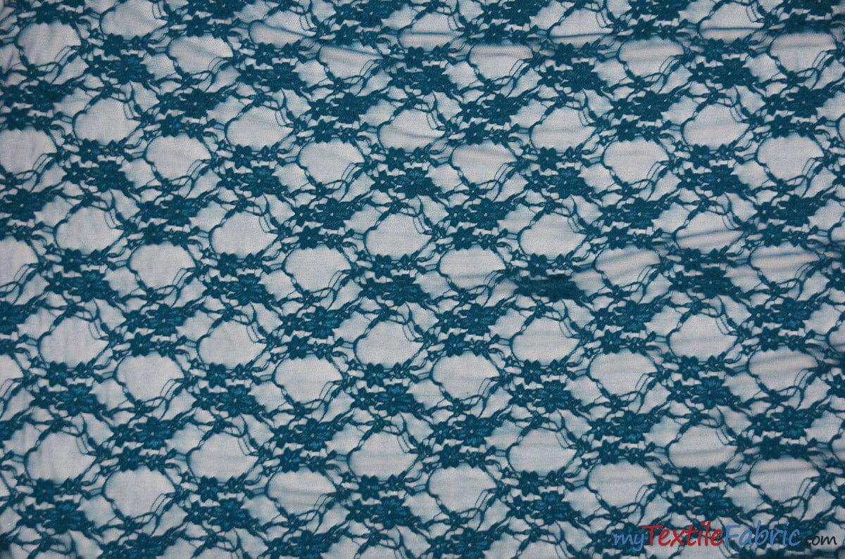 Giselle Floral Lace Polyester Spandex Fabric - Sheer Vintage Stretch Lace, 58/60" Width, Multiple Colors (1 Yard)