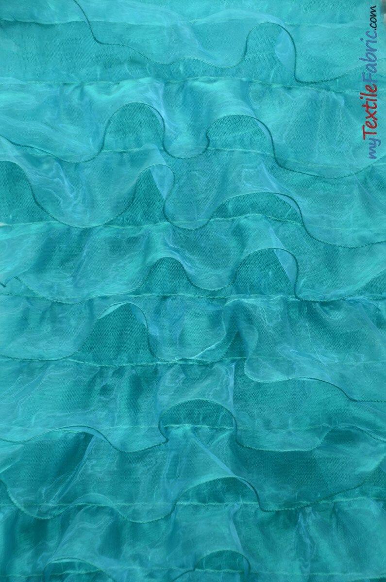 Organza Ruffled Mesh Polyester Fabric - Layered Ruffle Mesh, 57" Wide, Multiple Colors (1 Yard)
