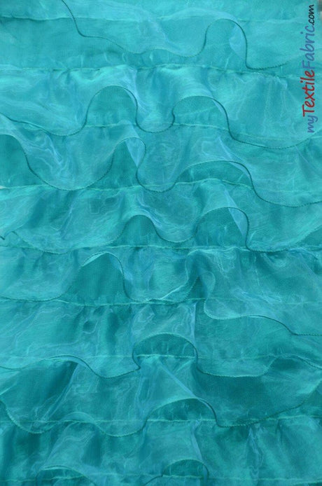 Organza Ruffled Mesh Polyester Fabric - Layered Ruffle Mesh, 57" Wide, Multiple Colors (1 Yard)
