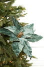 22" Dusty Green Velvet Poinsettia Stem