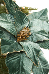22" Dusty Green Velvet Poinsettia Stem