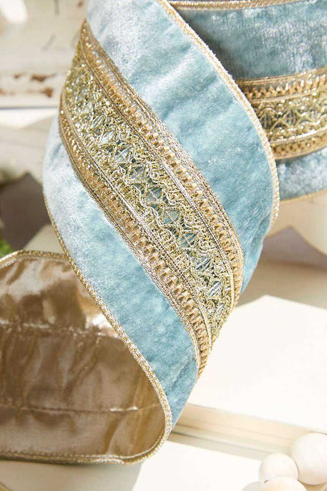 4" x 5 Yard Trim Velvet Metallic Back Ribbon